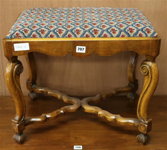 An upholstered stool, W.54cm